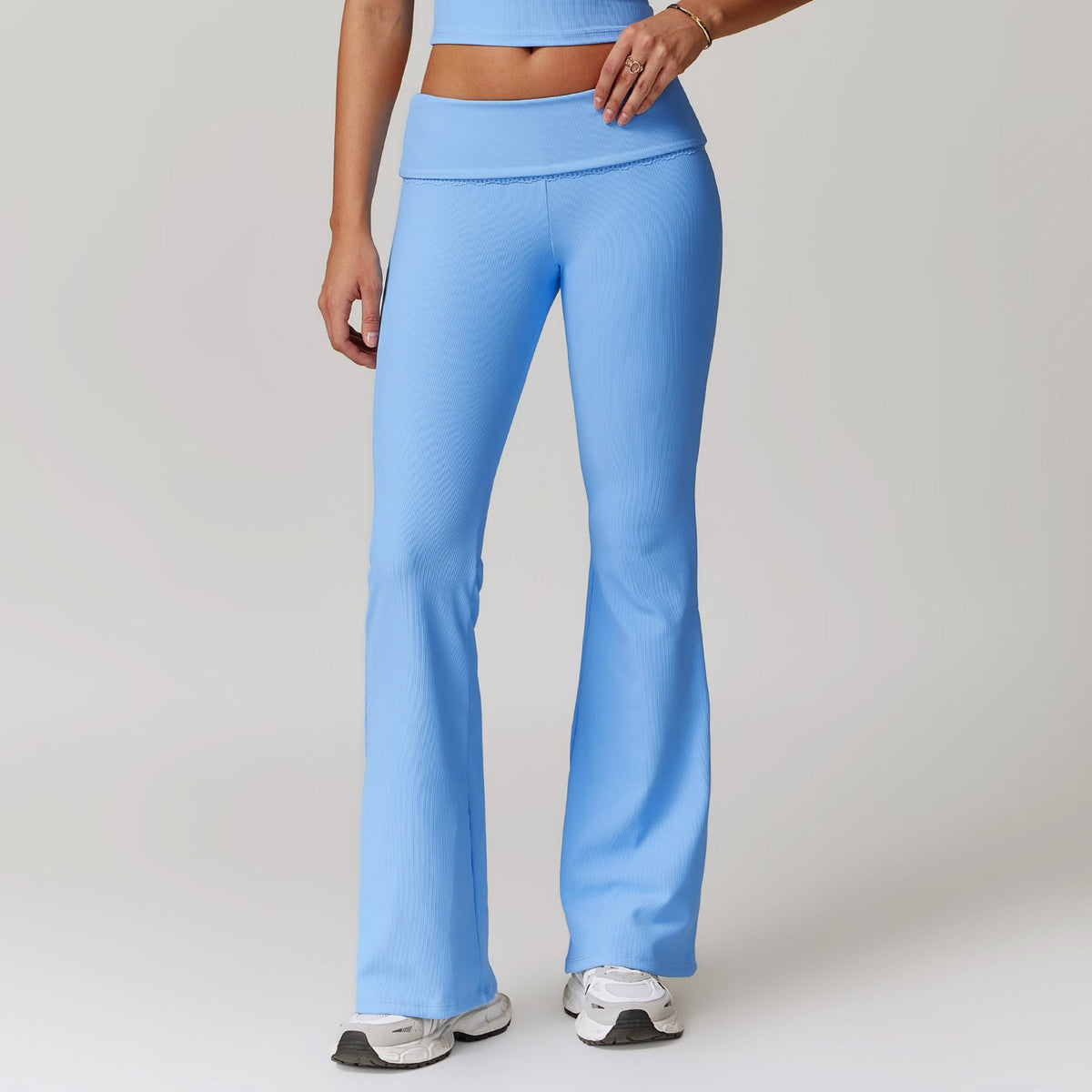 Pantalon de yoga femme évasé taille haute – Legging sculptant extensible