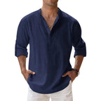 Camicia Henley Uomo in Lino con Bottoni