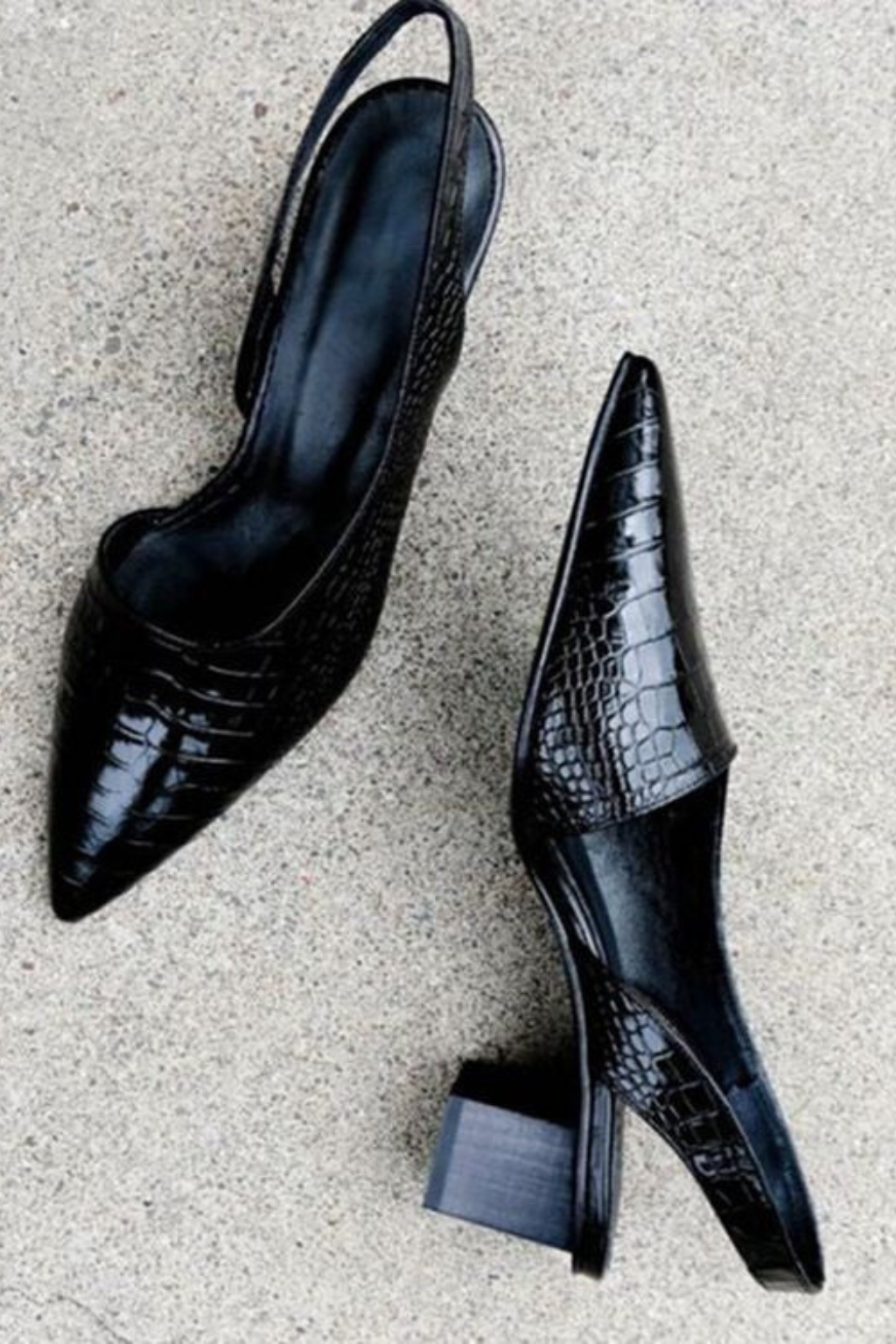 Slingback Pumps med Spids Tå og Lav Hæl
