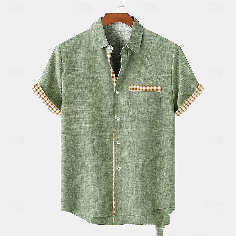 Chemise décontractée pour homme à manches courtes avec détails contrastants