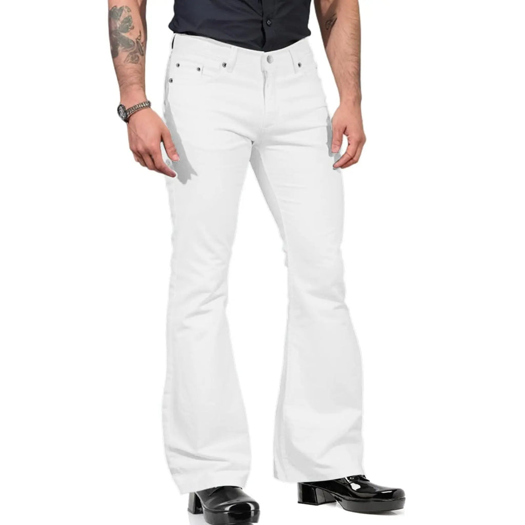 Pantalon homme kaki à pattes d’éléphant – Coupe tailleur et style rétro élégant