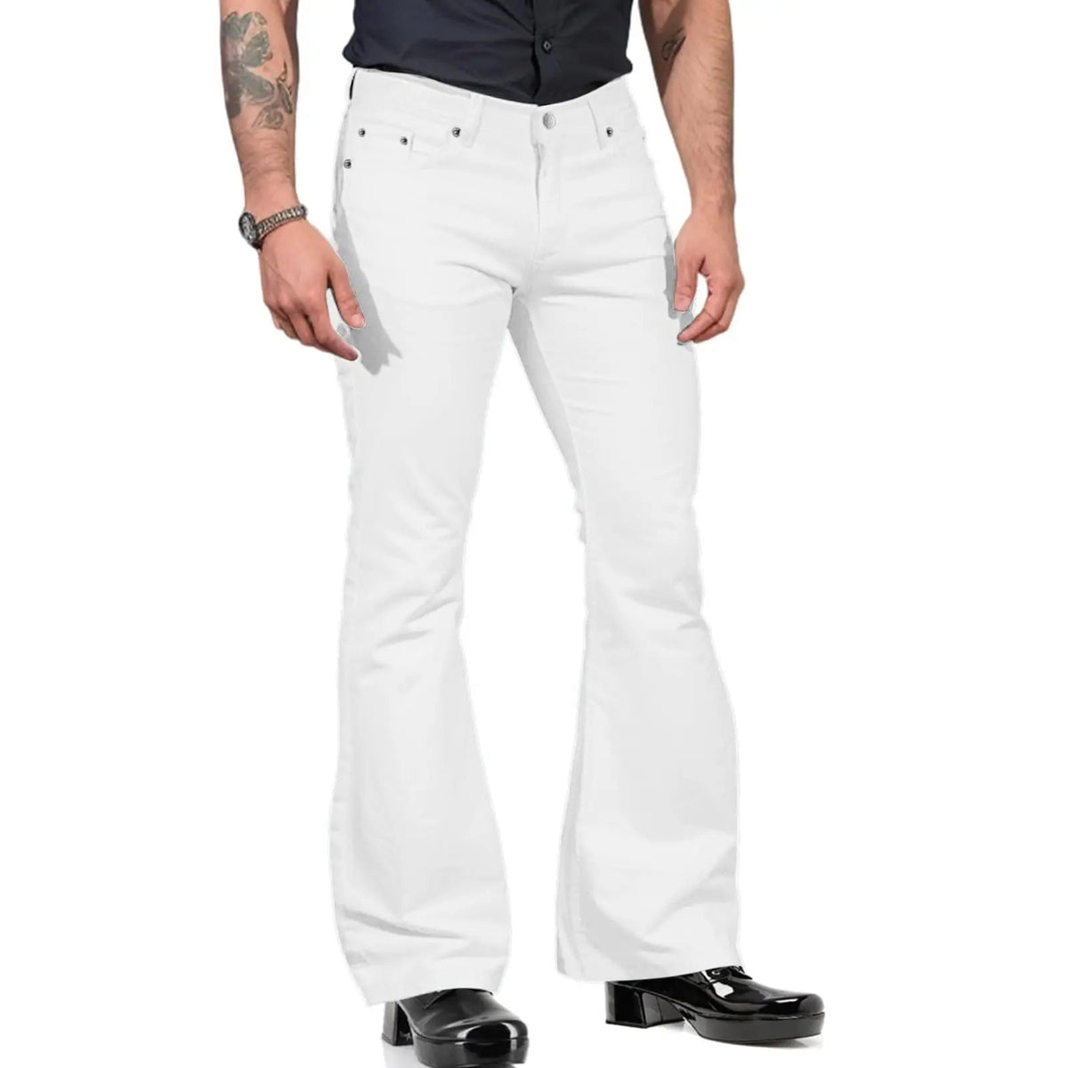Pantalon homme kaki à pattes d’éléphant – Coupe tailleur et style rétro élégant