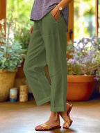 Pantalones de mujer de lino mezclado de pierna ancha