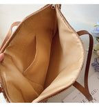 Elegant Riet Tote med Læderremme - SummerBreeze