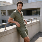 Completo da Uomo ANFINITE con Camicia a Righe e Pantaloncini