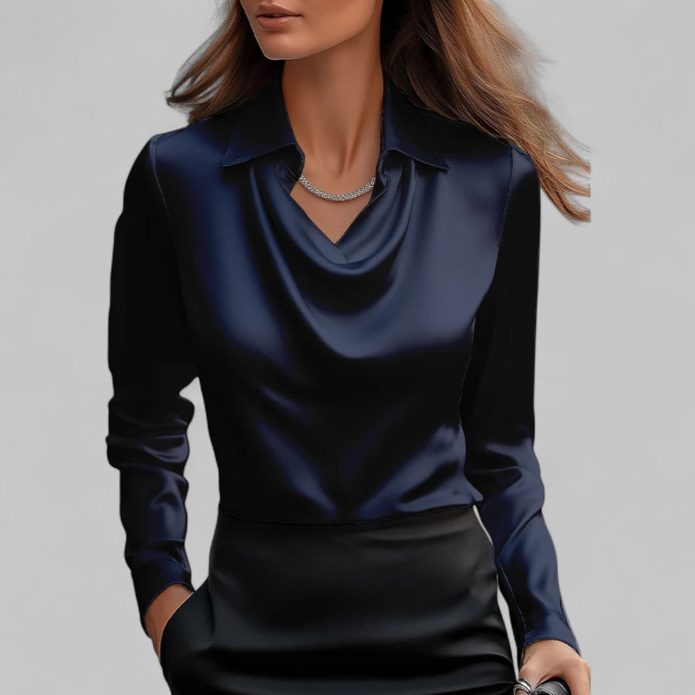 Blouse femme en satin à col cascade ANFINITE