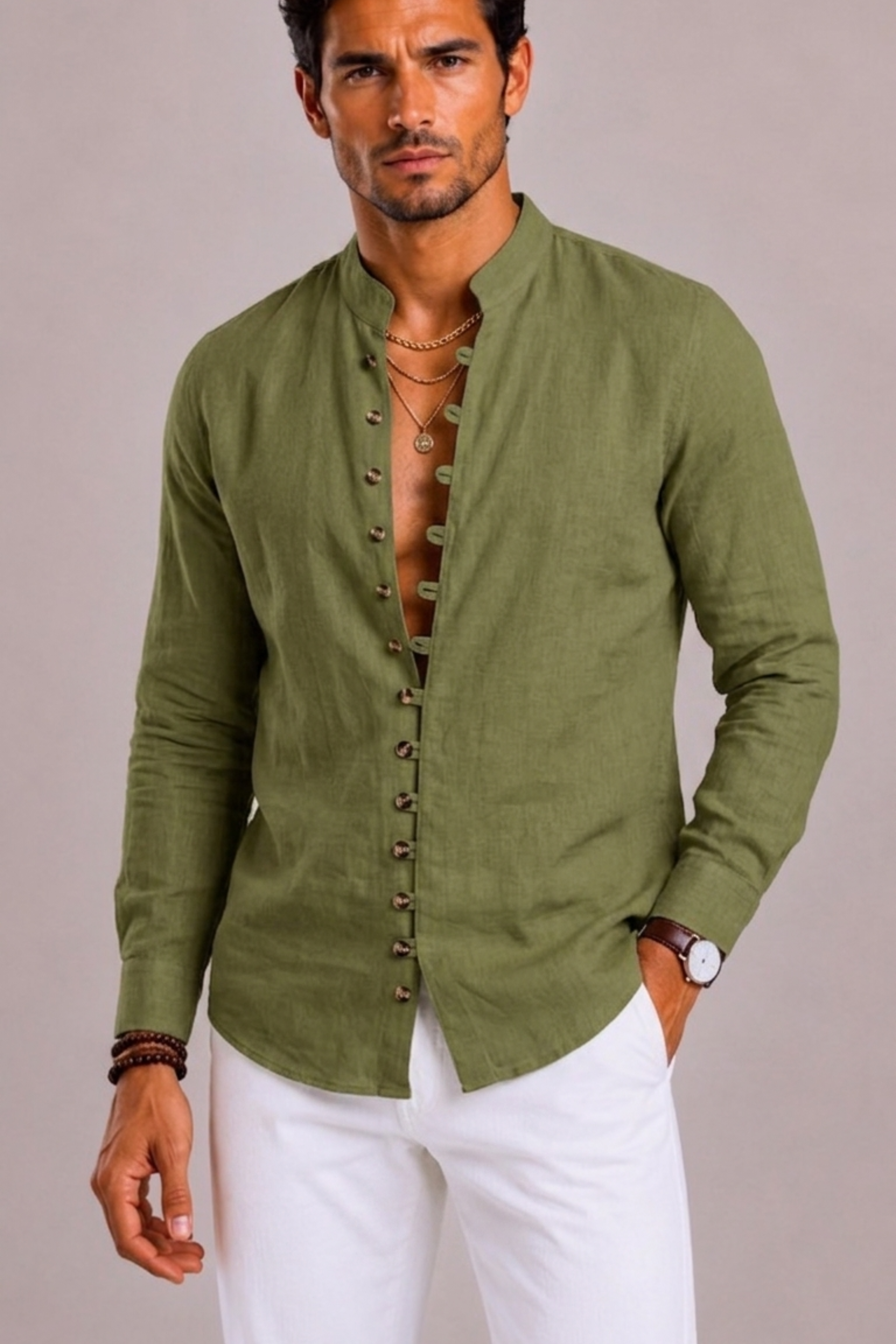 Camicia Uomo con Collo Coreano ANFINITE