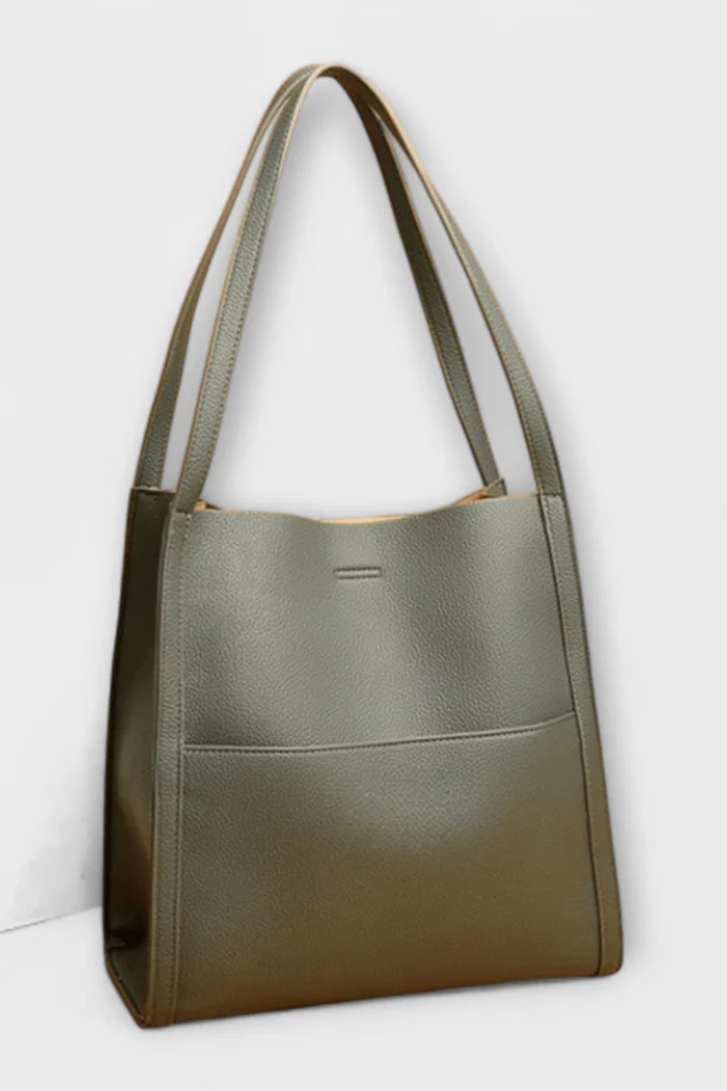 Struktureret Tote Taske med Frontlomme og Tekstureret Finish