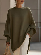 Maglione Oversize Donna in Maglia con Drappeggio Asimmetrico