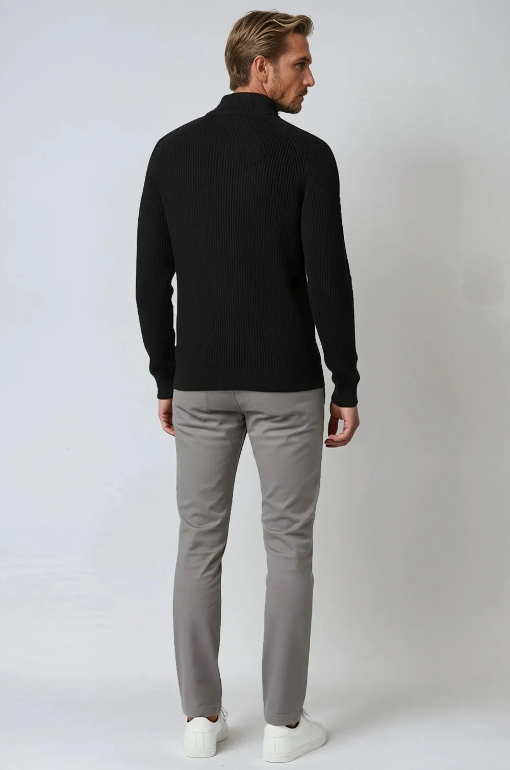 ANFINITE - Herre Half-Zip Striktrøje med Høj Krave