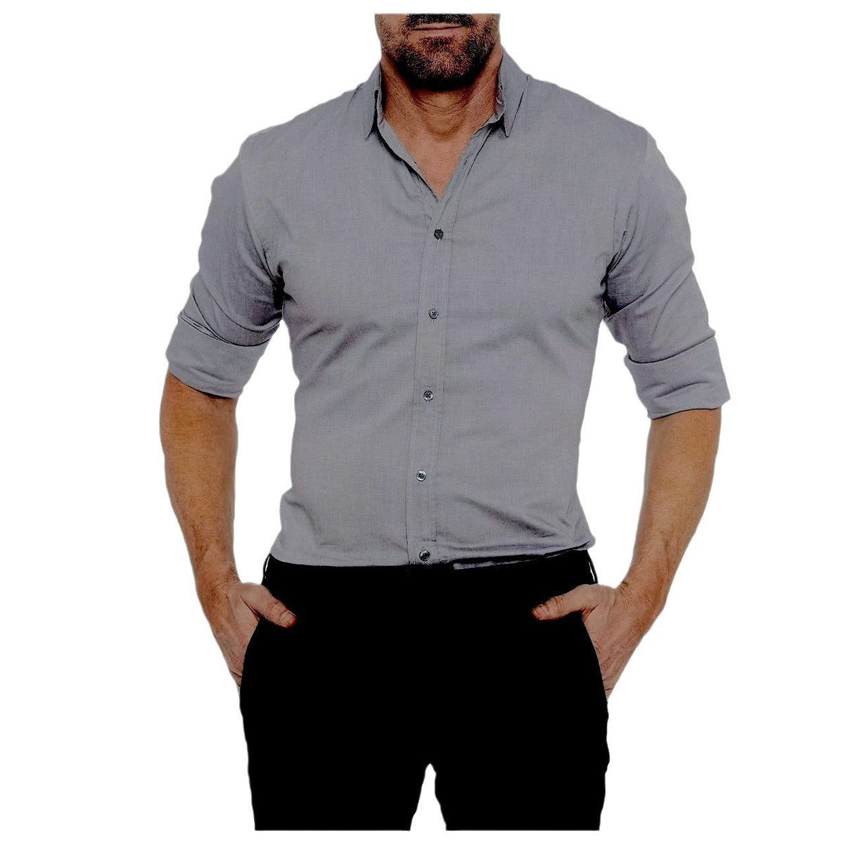 Camisa Oxford de algodón para hombre con cremallera oculta