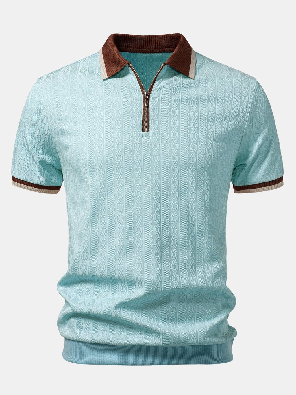 Polo Uomo in Maglia Testurizzata con Mezza Zip