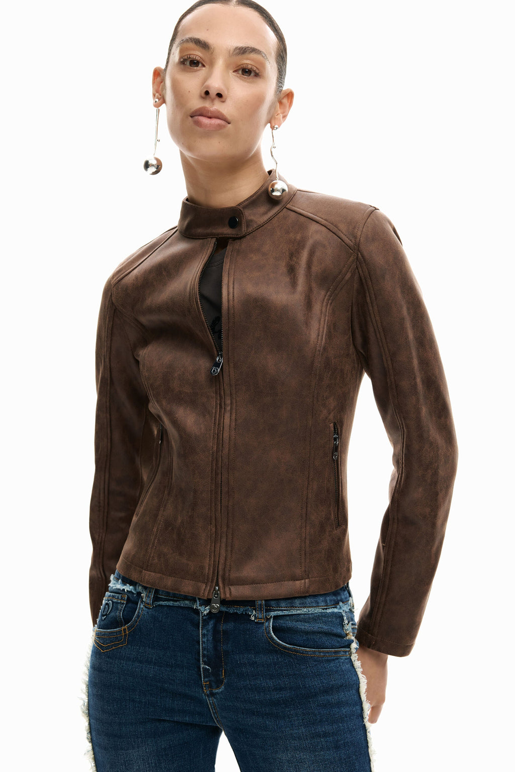 Giacca Donna Desigual Marrone con Zip