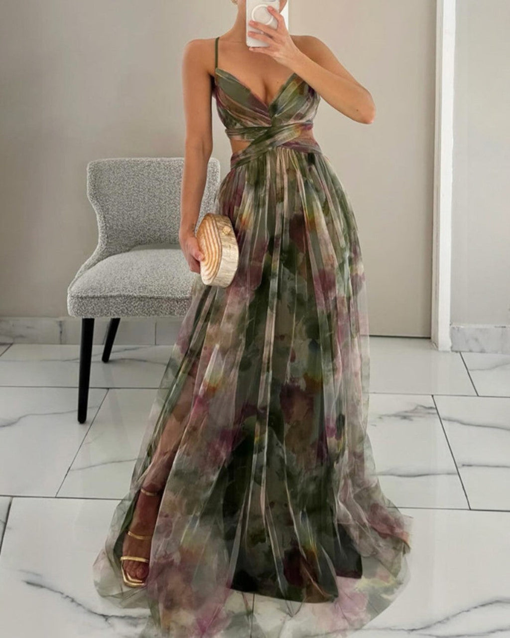 Maxi Abito Floreale Silhouette Elegante Stile Estivo