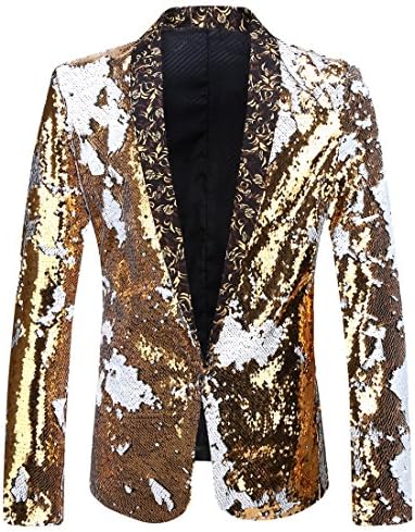 Blazer Uomo con Paillettes e Collo a Scialle – Giacca Elegante per Feste ed Eventi