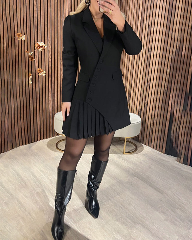 Abito Corto Camicia con Collo e Design a Maniche Lunghe