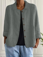 Cardigan Leggero Donna con Bottoni e Colletto Classico