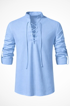 Camicia da Uomo Design con Lacci Stile Estivo Relax