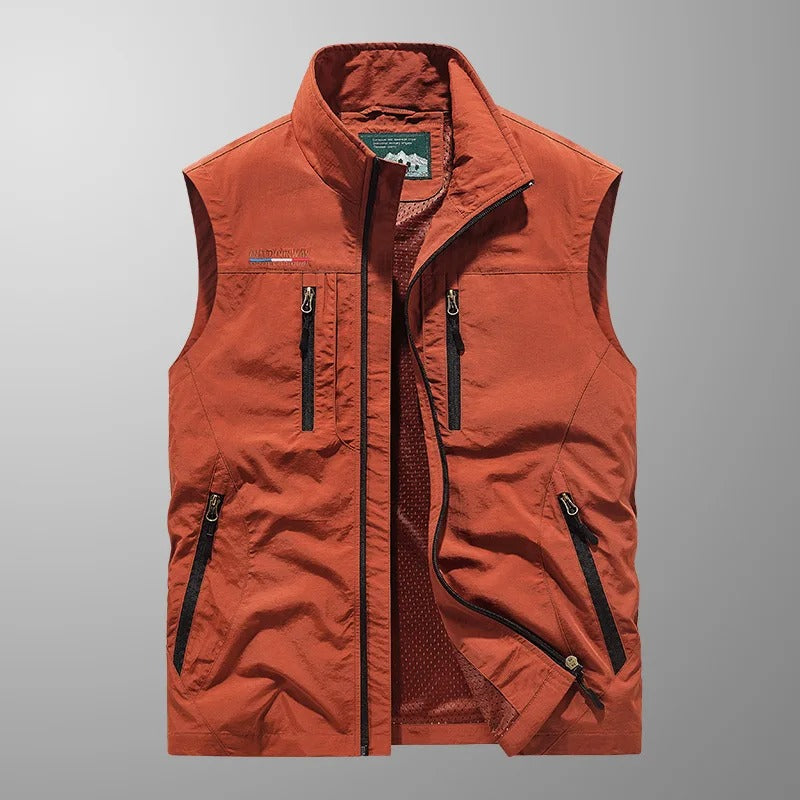 Gilet Uomo Smanicato con Zip, Collo Alto e Tasche