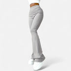 Leggings pour femme Valmonti taille haute - coupe slim élégante côtelée