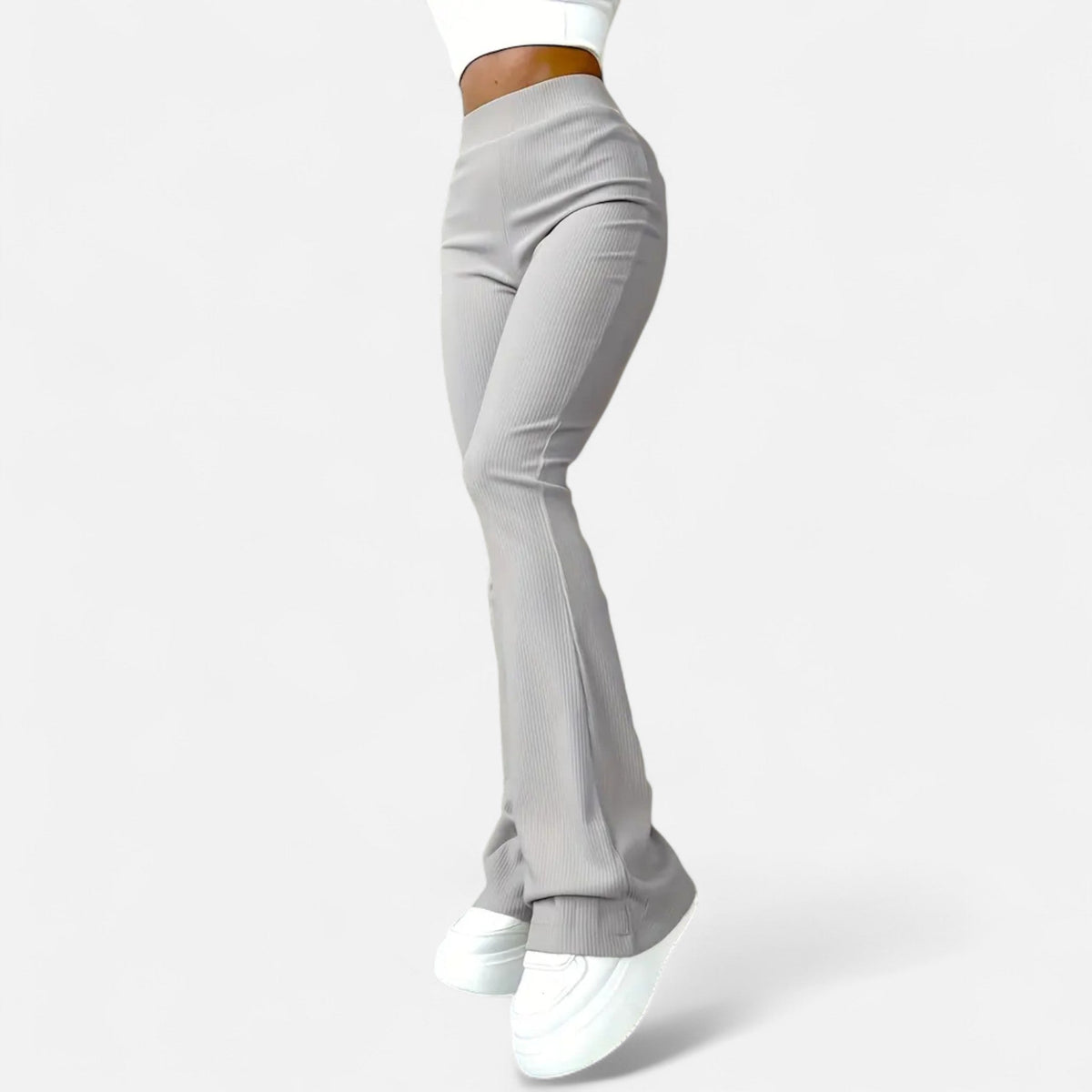 Leggings pour femme Valmonti taille haute - coupe slim élégante côtelée
