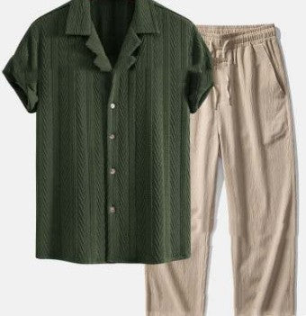 Conjunto resort completo para hombre con camisa y pantalones