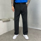 Pantalon d’été pour homme en soie glacée à jambe droite