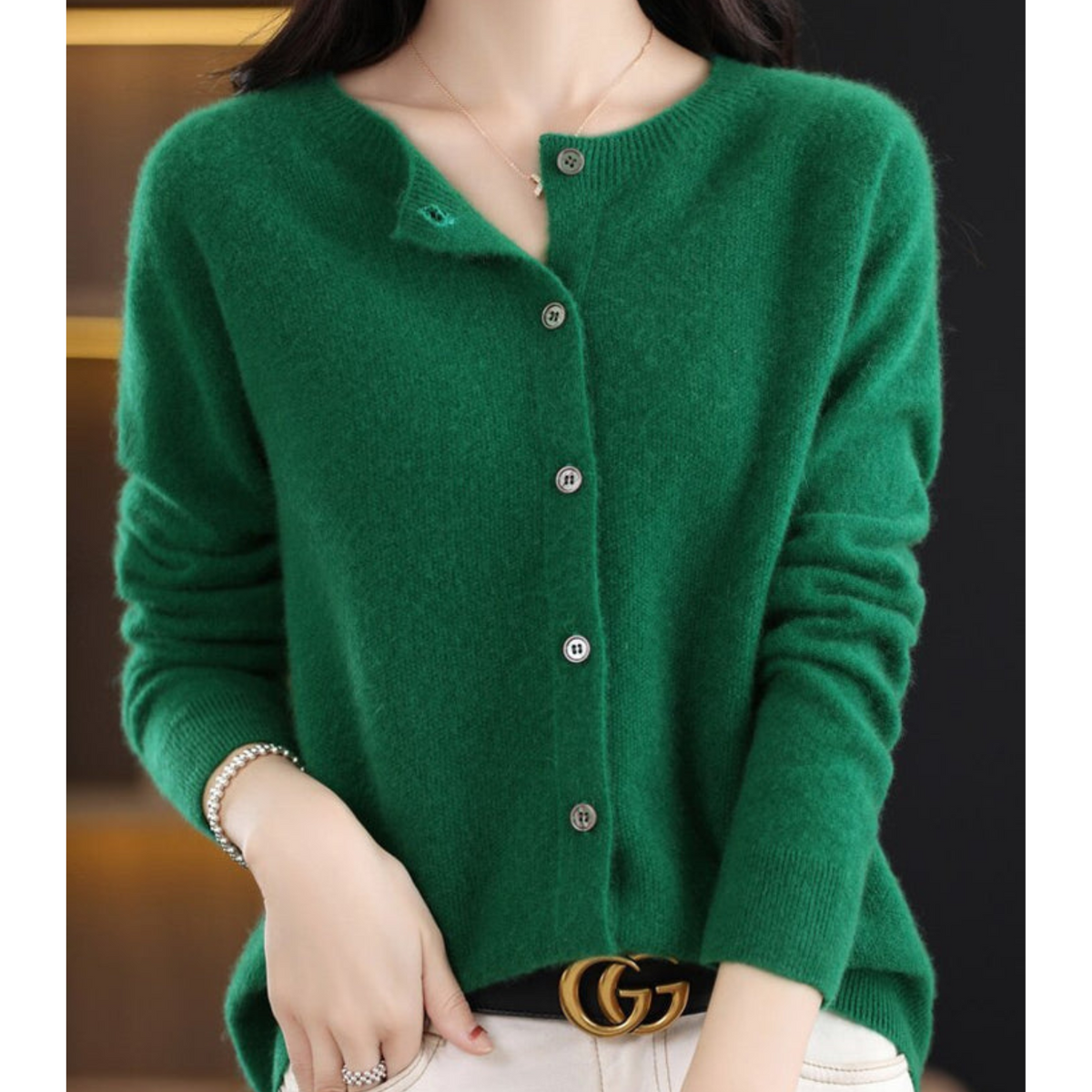 Cardigan Donna in Merino e Cashmere con Girocollo