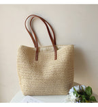 Elegante Borsa Riet con Manici in Pelle - SummerBreeze