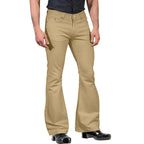 Pantalon homme kaki à pattes d’éléphant – Coupe tailleur et style rétro élégant