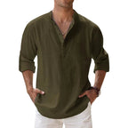 Camicia Henley Uomo in Lino con Bottoni