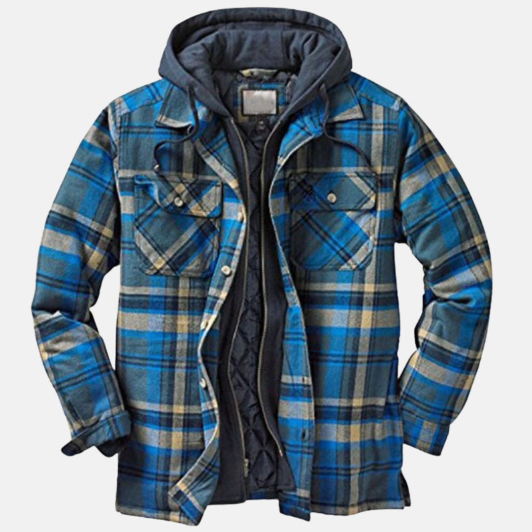 Giacca Camicia Uomo Trapuntata con Cappuccio e Stampa