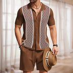 Ensemble deux pièces pour homme en maille géométrique