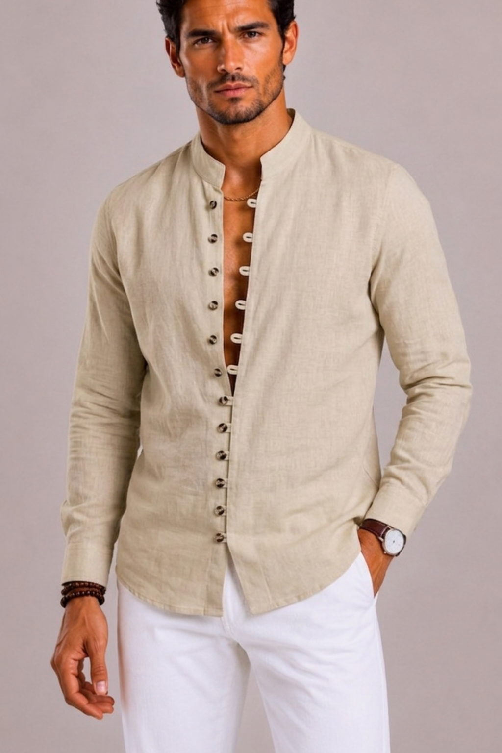 Camicia Uomo con Collo Coreano ANFINITE