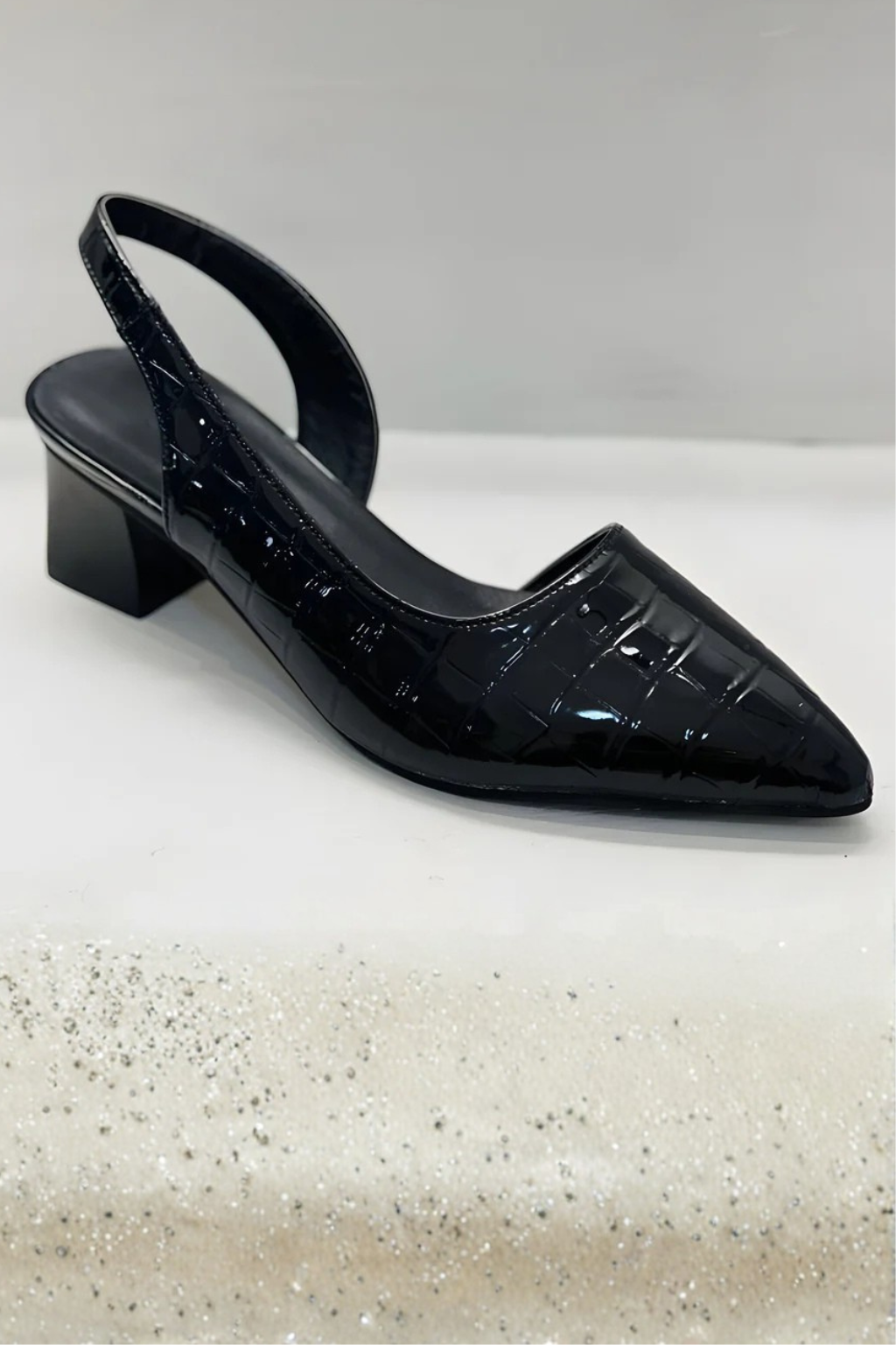 Slingback Pumps med Spids Tå og Lav Hæl