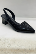 Slingback Pumps med Spids Tå og Lav Hæl
