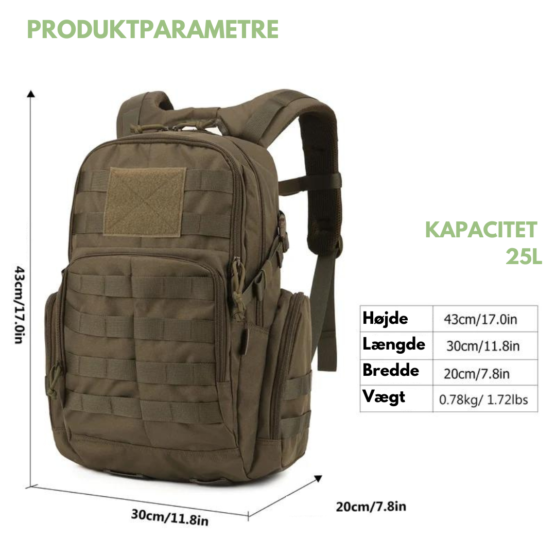 Zaino Tattico 25L - Resistente all'acqua con sistema MOLLE