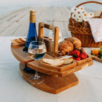 Tavolo da Picnic in Legno Flessibile – Tavolo da Servizio Pieghevole per Esterni con Supporti per Bicchieri e Bottiglie | Attrezzatura Ideale per Picnic in Spiaggia, Parco e Giardino