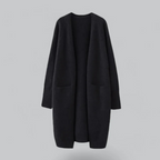 Cardigan long ouvert pour femme en maille - élégant et doux pour l’automne et l’hiver