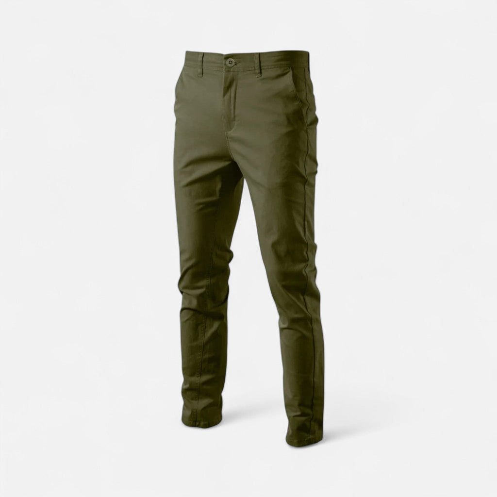 Pantaloni Chino Uomo in Misto Cotone dal Taglio Sartoriale