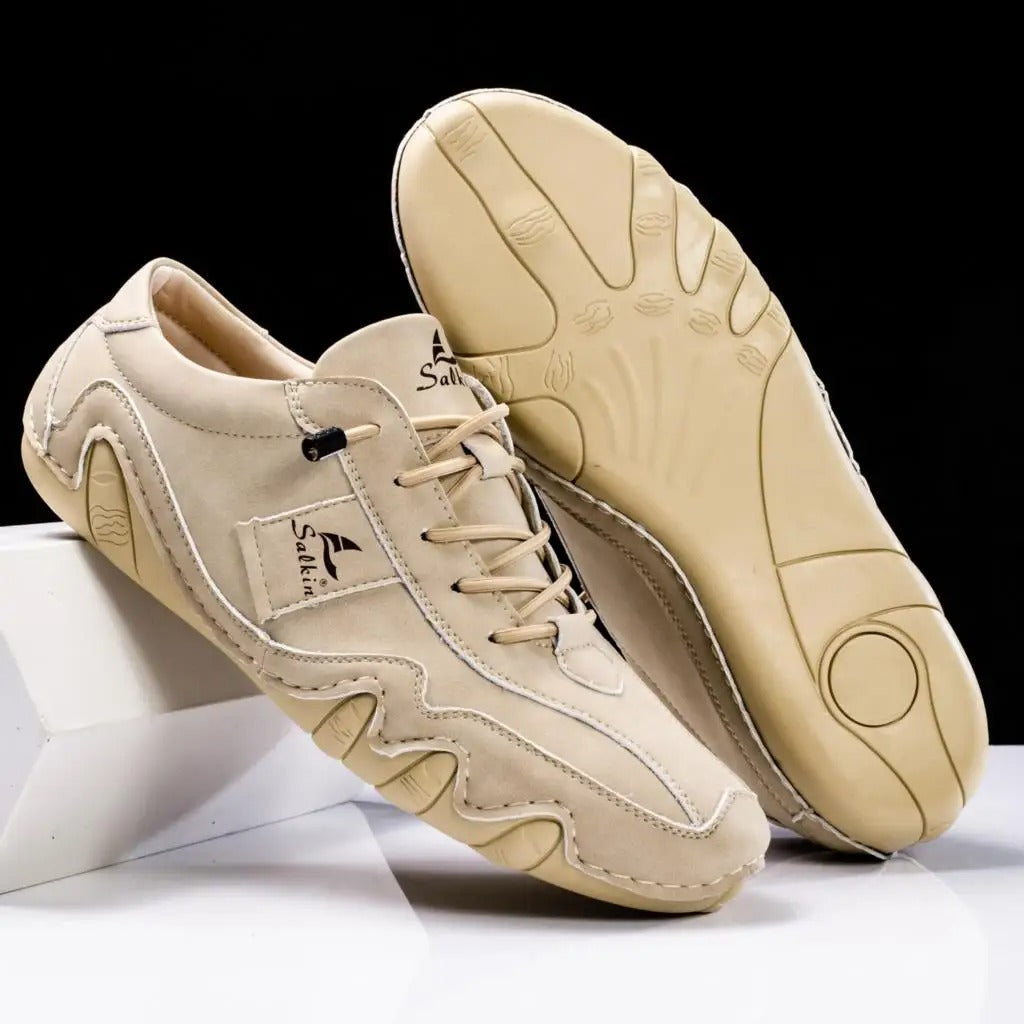 Sneakers Uomo Artigianali in Vera Pelle con Suola Ondulata