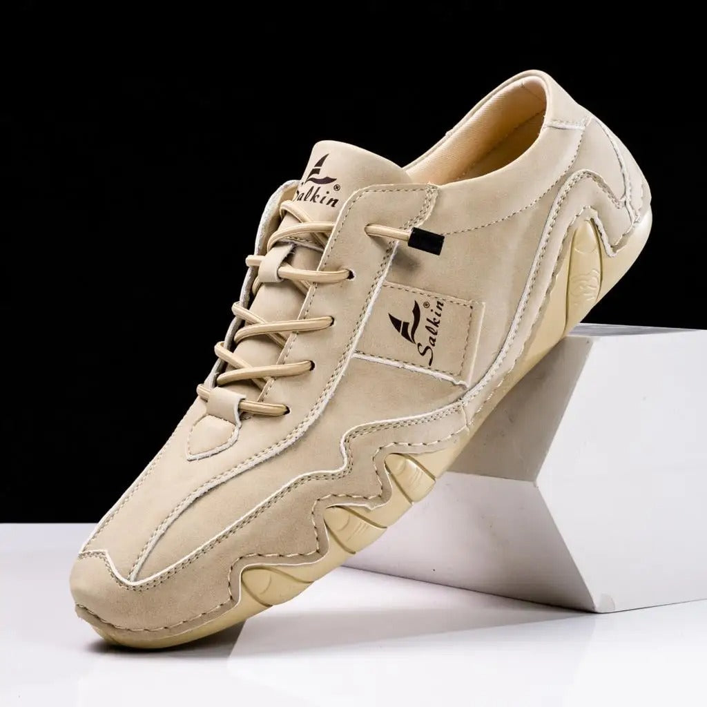 Sneakers Uomo Artigianali in Vera Pelle con Suola Ondulata