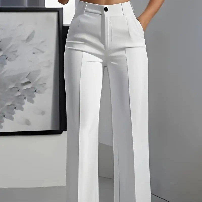 Pantalon femme habillé taille haute et jambe large