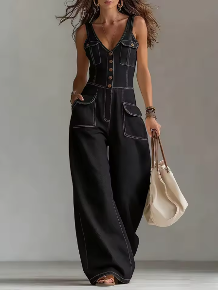 Tuta in Denim con Bottoni e Tasche ANFINITE Corinna