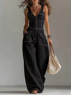 Tuta in Denim con Bottoni e Tasche ANFINITE Corinna
