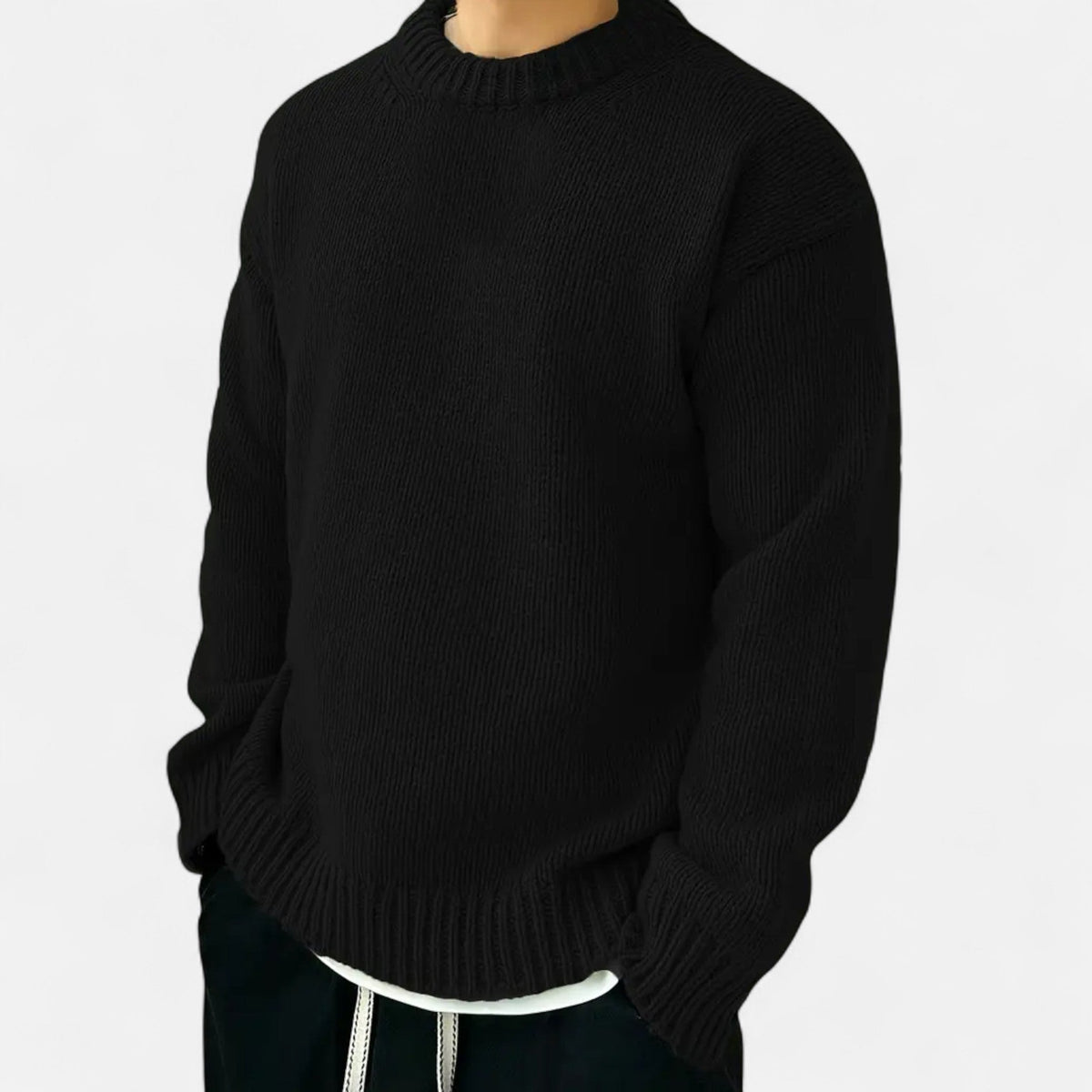 Pullover Uomo Tinta Unita con Girocollo Classico