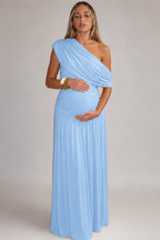 Robe de grossesse maxi à col asymétrique