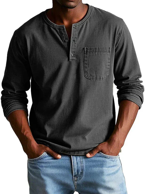 Maglia Henley Uomo a Maniche Lunghe ANFINITE