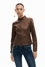 Giacca Donna Desigual Marrone con Zip