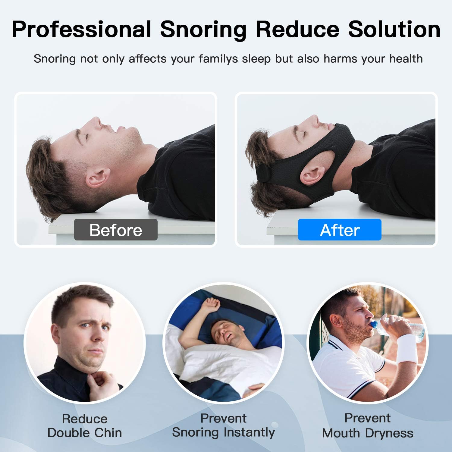 DreamQuiet Anti-Snorke Fascia | Supporto Confortevole per un Sonno Più Tranquillo